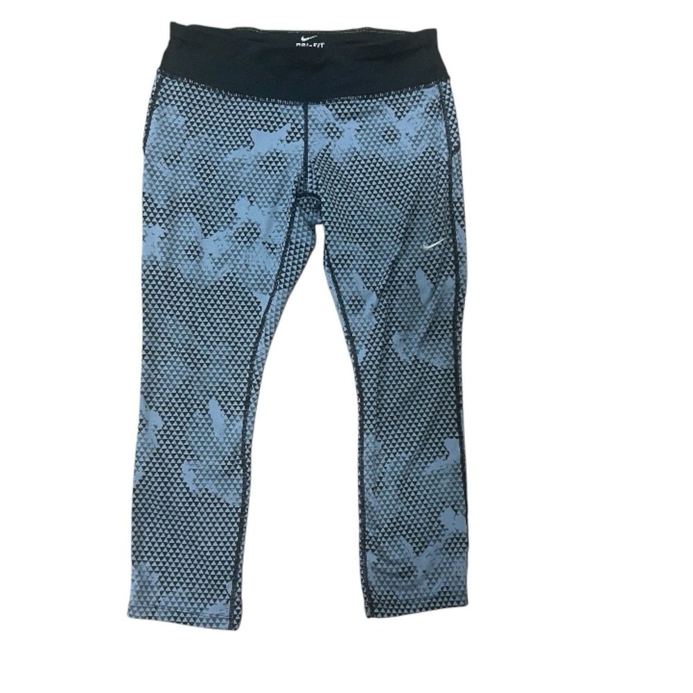 Nike Womens Medium Drifit Running Gray Black‎  Activewear Yoga Capris Geometric